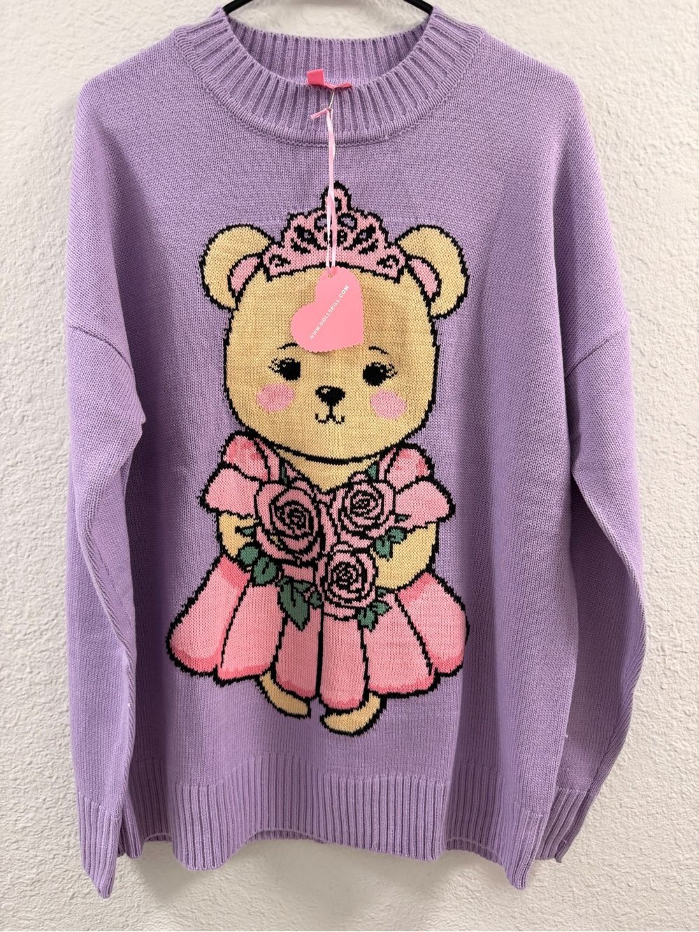 Sugar thrillz Lavender Bear Graphic oversized Sweater